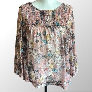 Anthropologie Akemi + Kin Blouse NWT Women’s M Rose Pink‎ Patritzia Lace Peasant